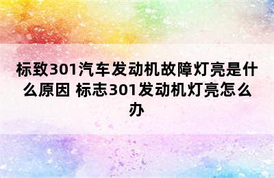 标致301汽车发动机故障灯亮是什么原因 标志301发动机灯亮怎么办